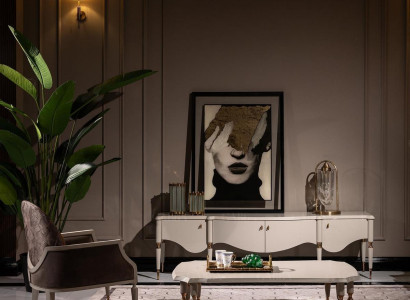 Set Wohnzimmer Sessel Stoff Couchtisch RTV Lowboard 3tlg Beige Holz